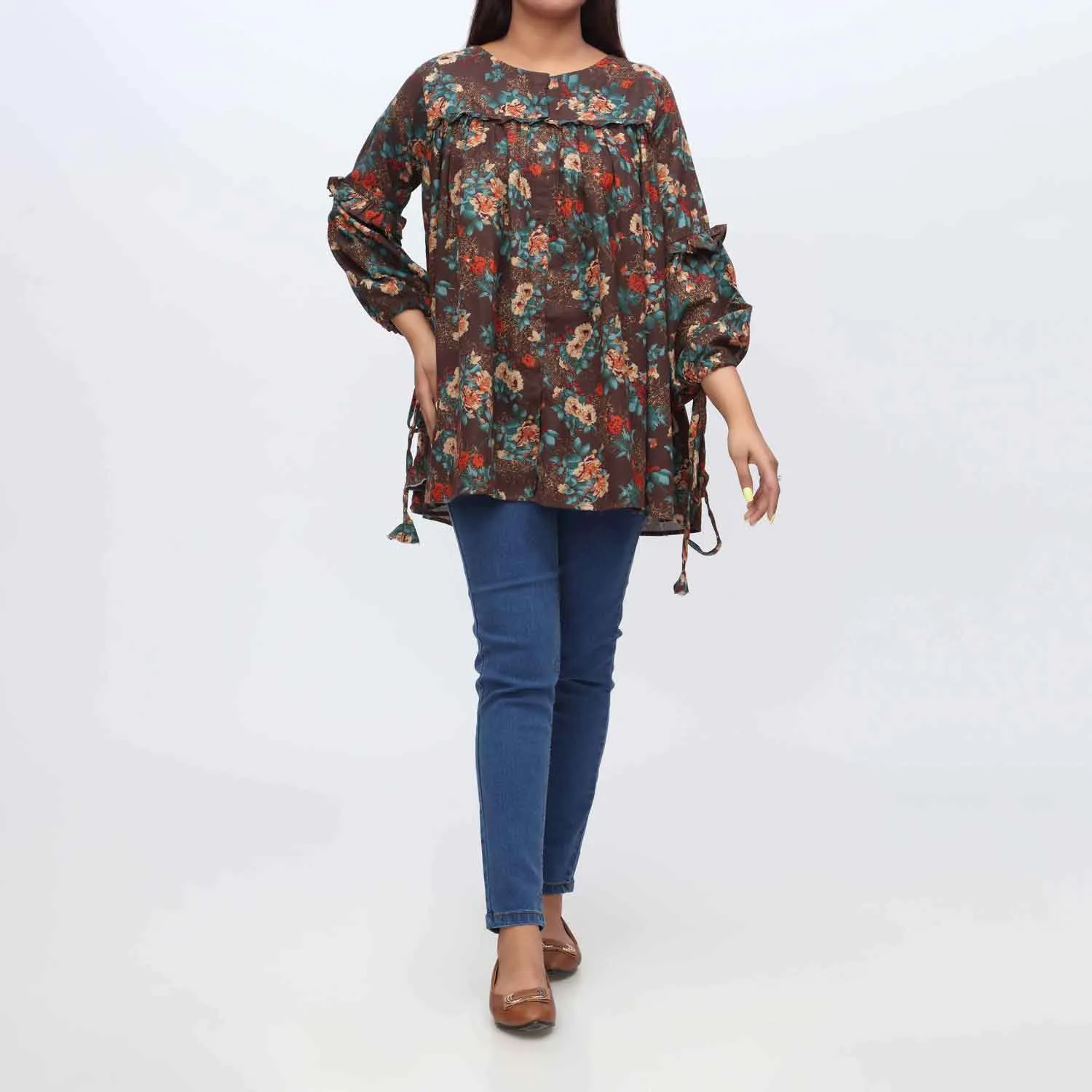 1PC- Flannel Printed Top PW3213