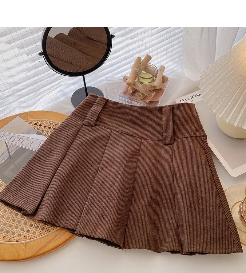 A-line pleated skirt high waist casual skirt  5370