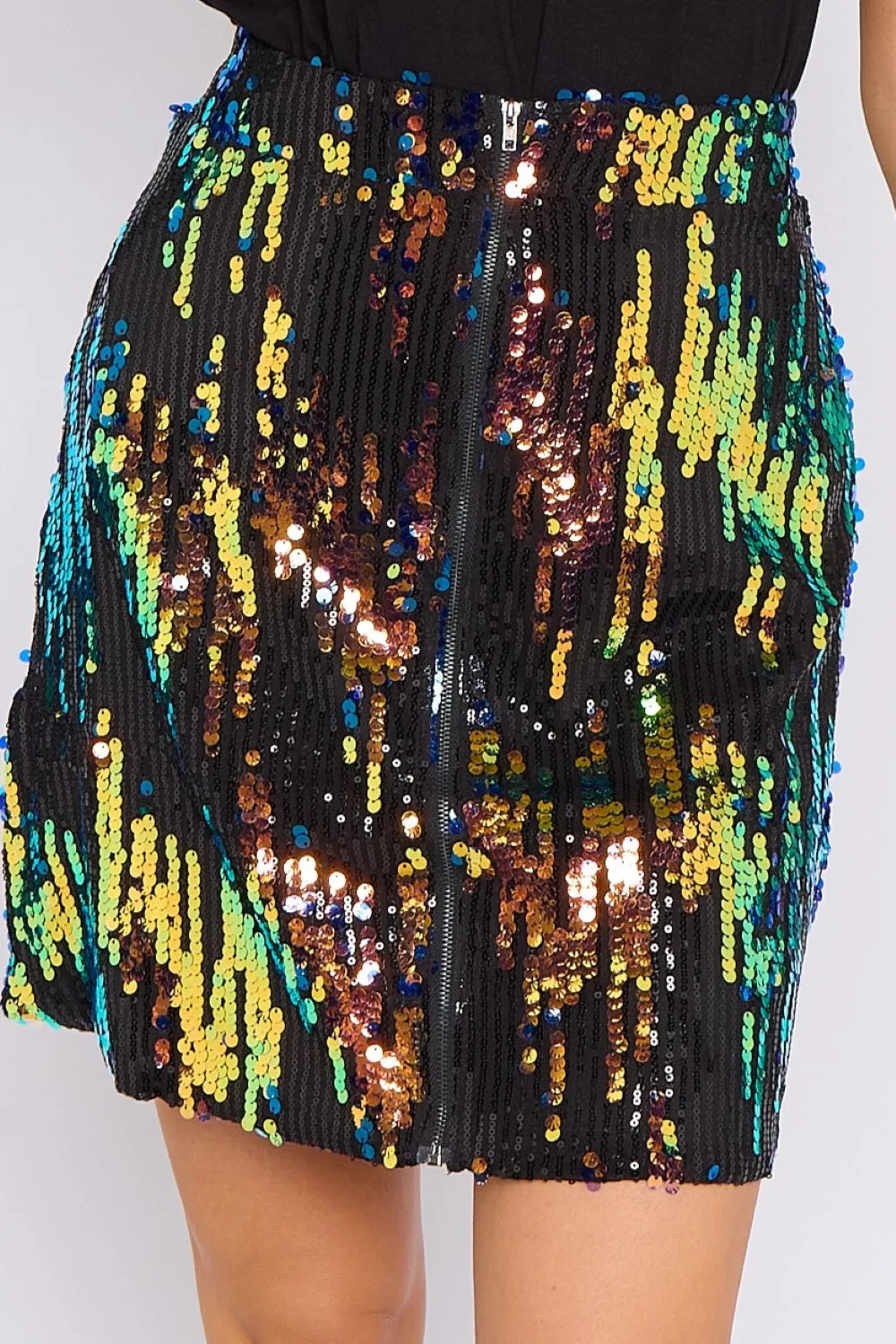 Aftershock London Skylar Multicolour Sequin Mini Skirt