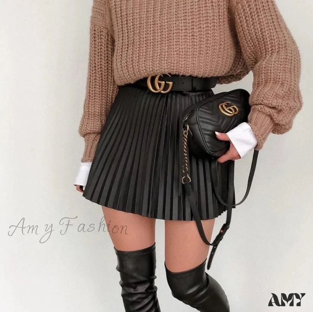 Amy Fashion - Chic High Waisted Sexy A-line Mini Fashion Skirt