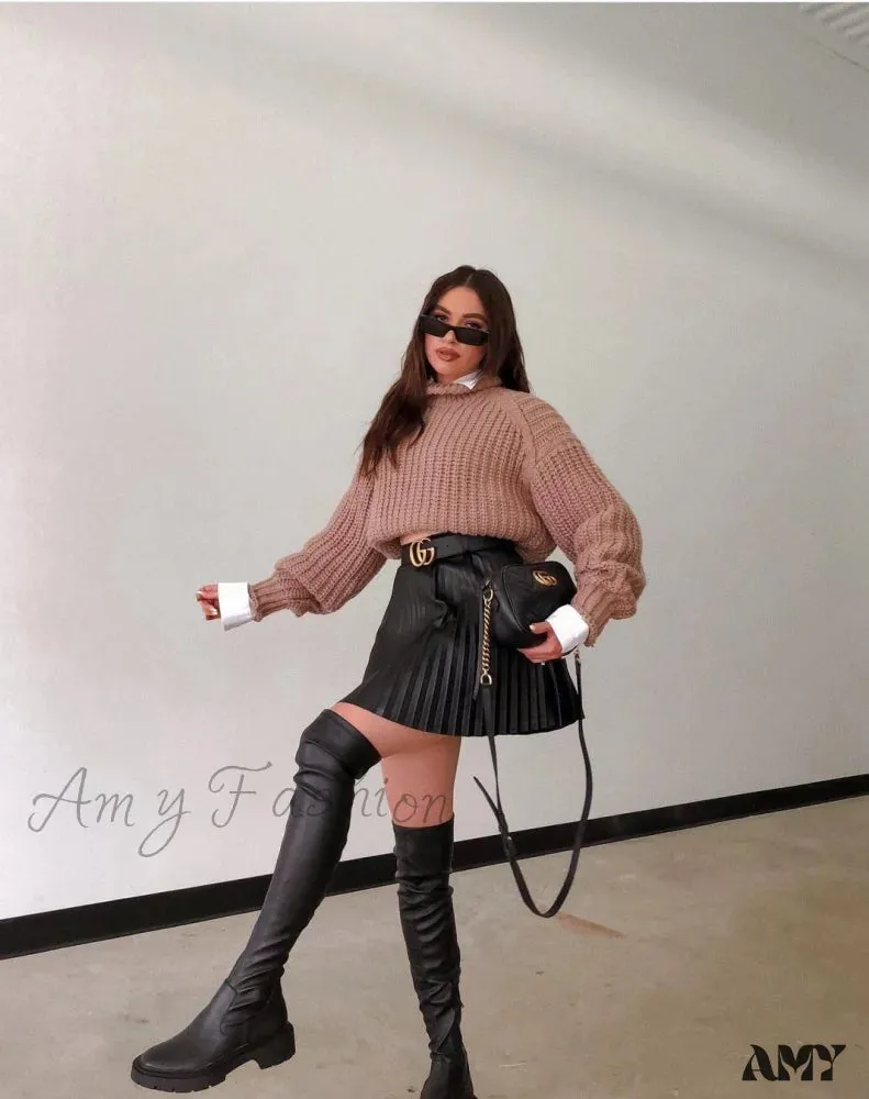 Amy Fashion - Chic High Waisted Sexy A-line Mini Fashion Skirt