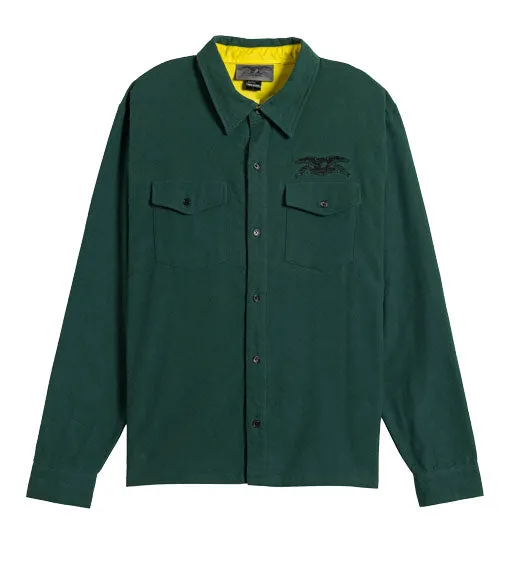 Antihero Basic Eagle Flannel Shirt Dark Green/Black Emb