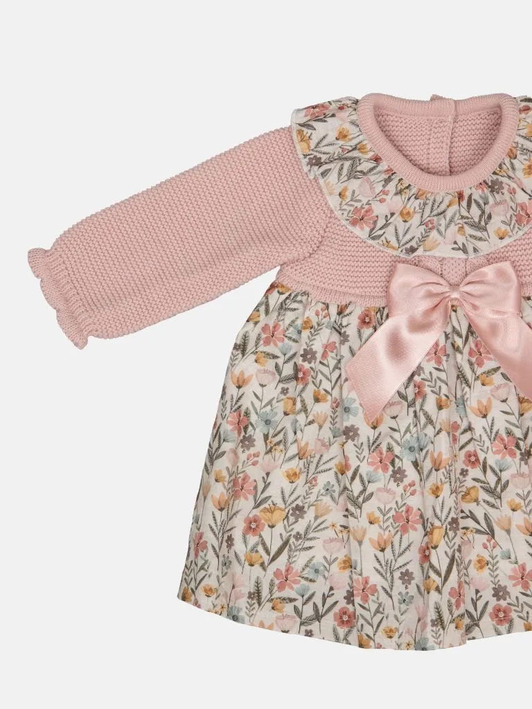 Baby Girl Flores Collection Tulips Print Floral Spanish Dress - Pink