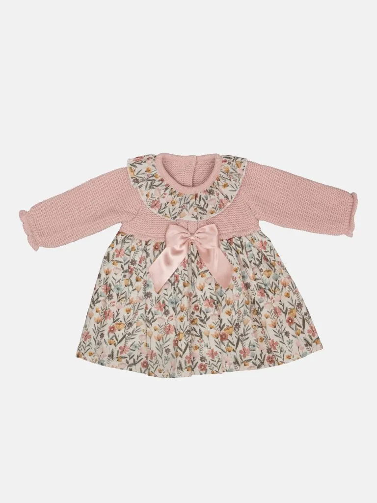 Baby Girl Flores Collection Tulips Print Floral Spanish Dress - Pink