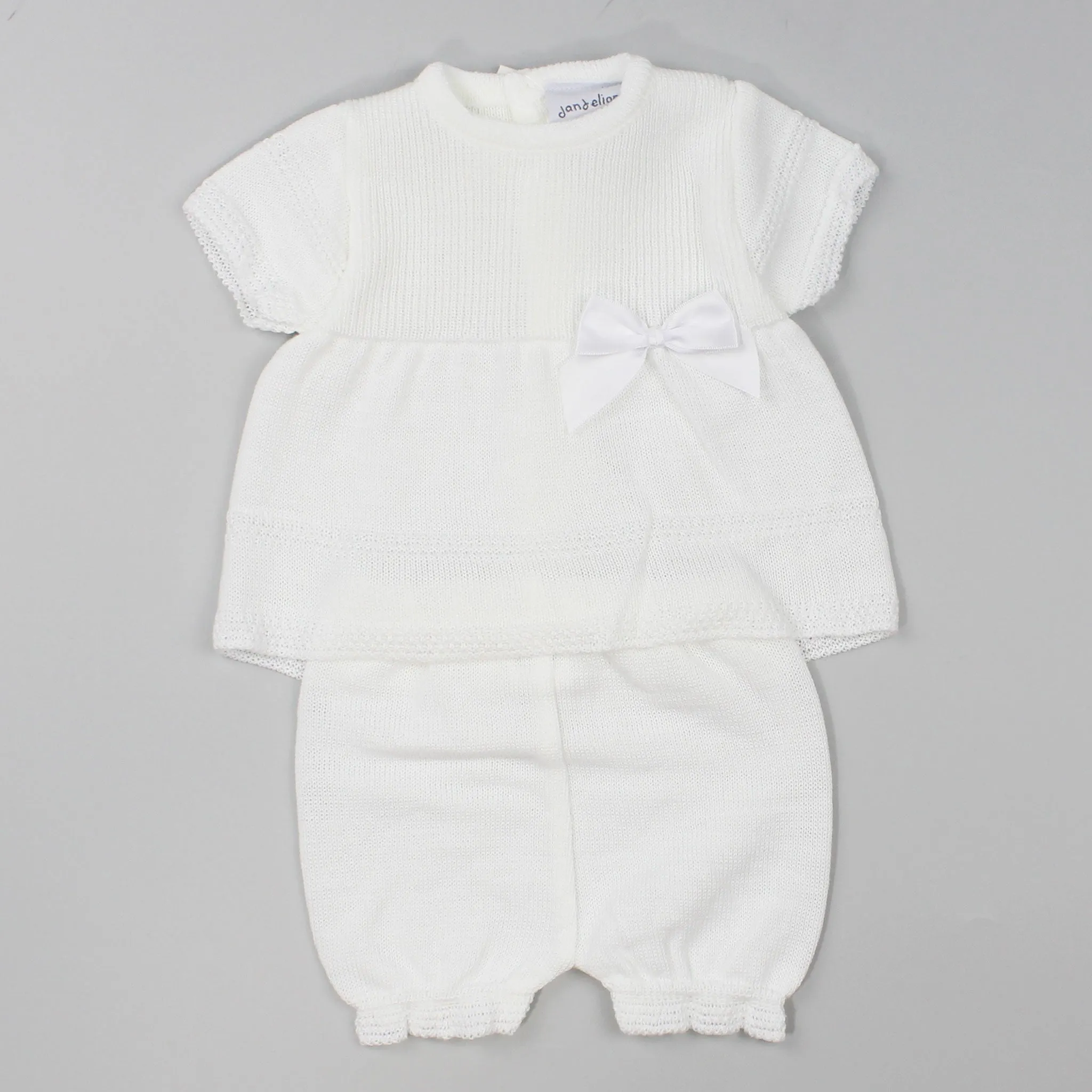 Baby Girl Knitted Outfit - Knitted Dress and Bloomers White