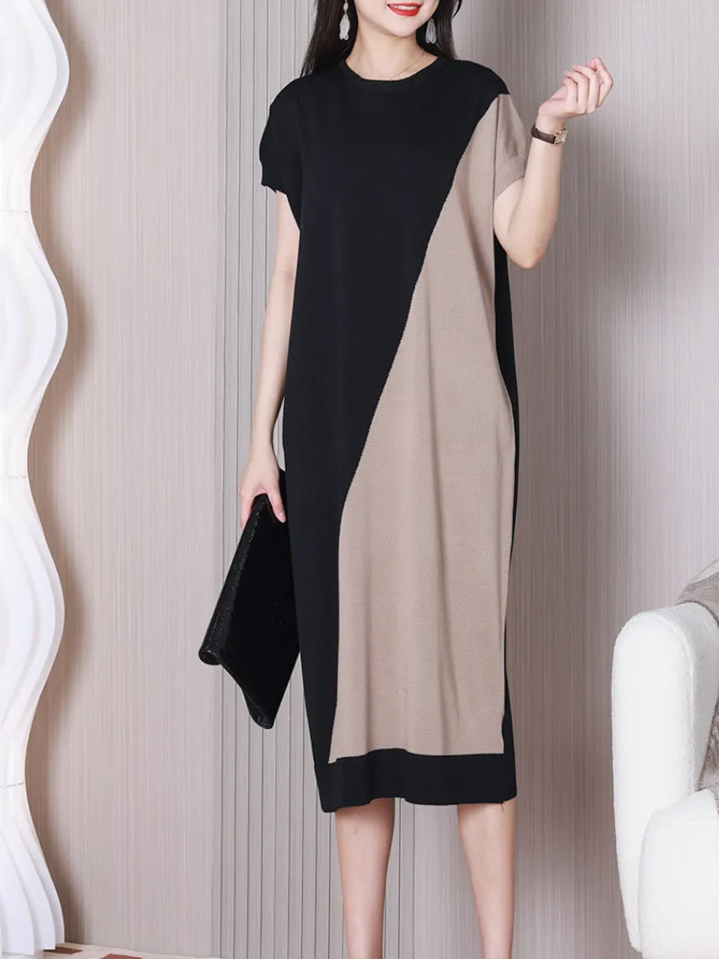 Back To Work Round Neck Midi Dress