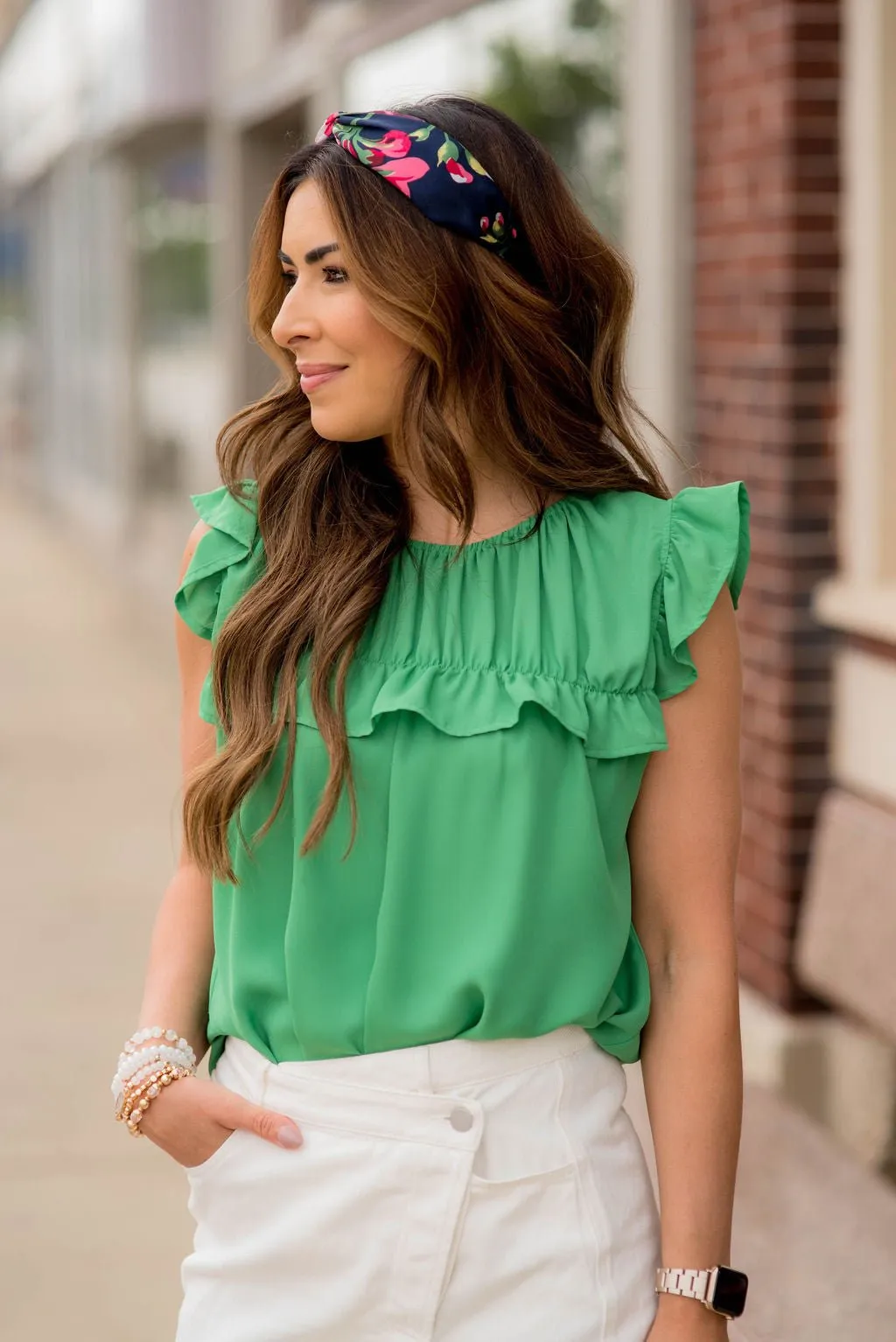 Betsey's Bibbed Ruffle Sleeved Blouse