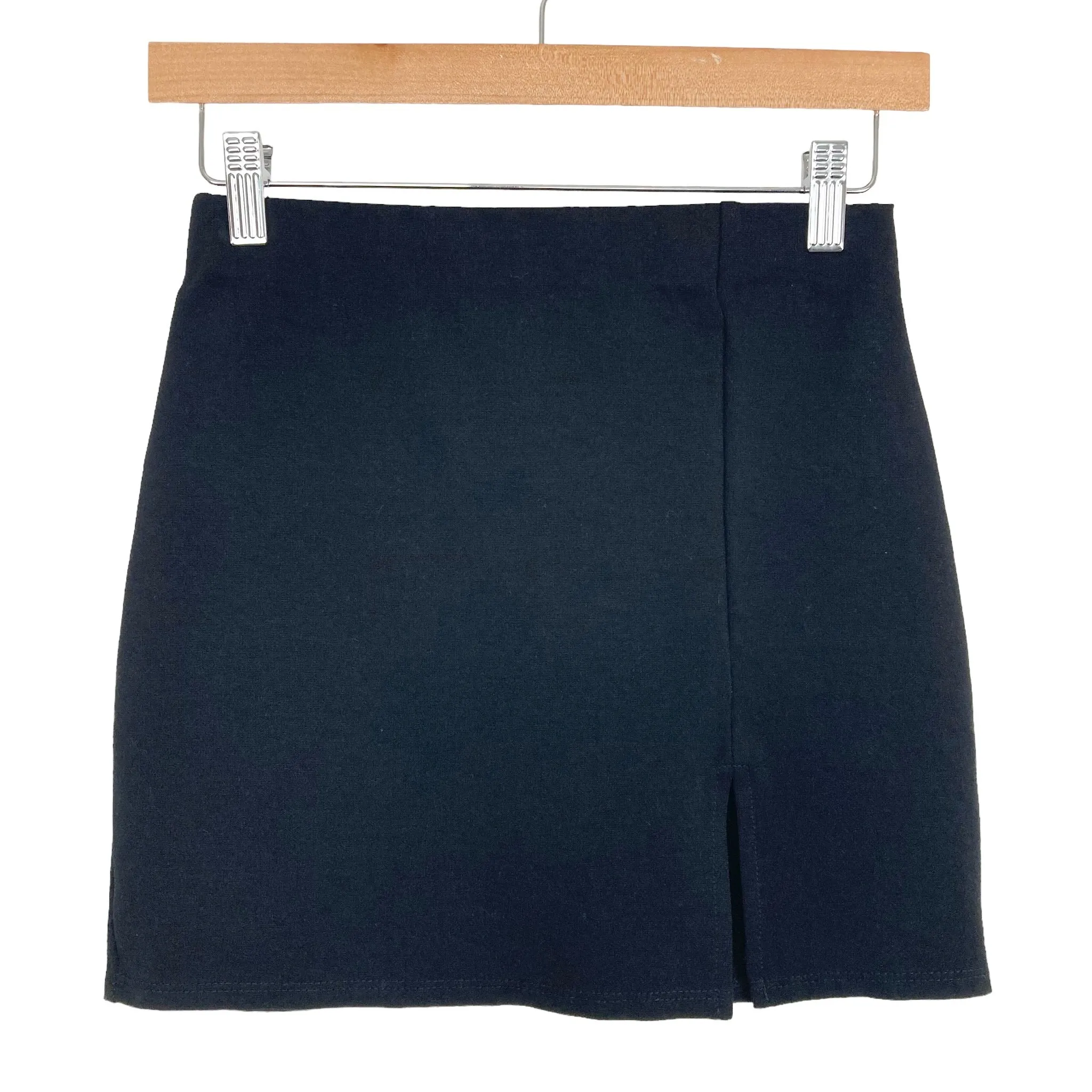 Better Be Black Front Slit Mini Skirt- Size S