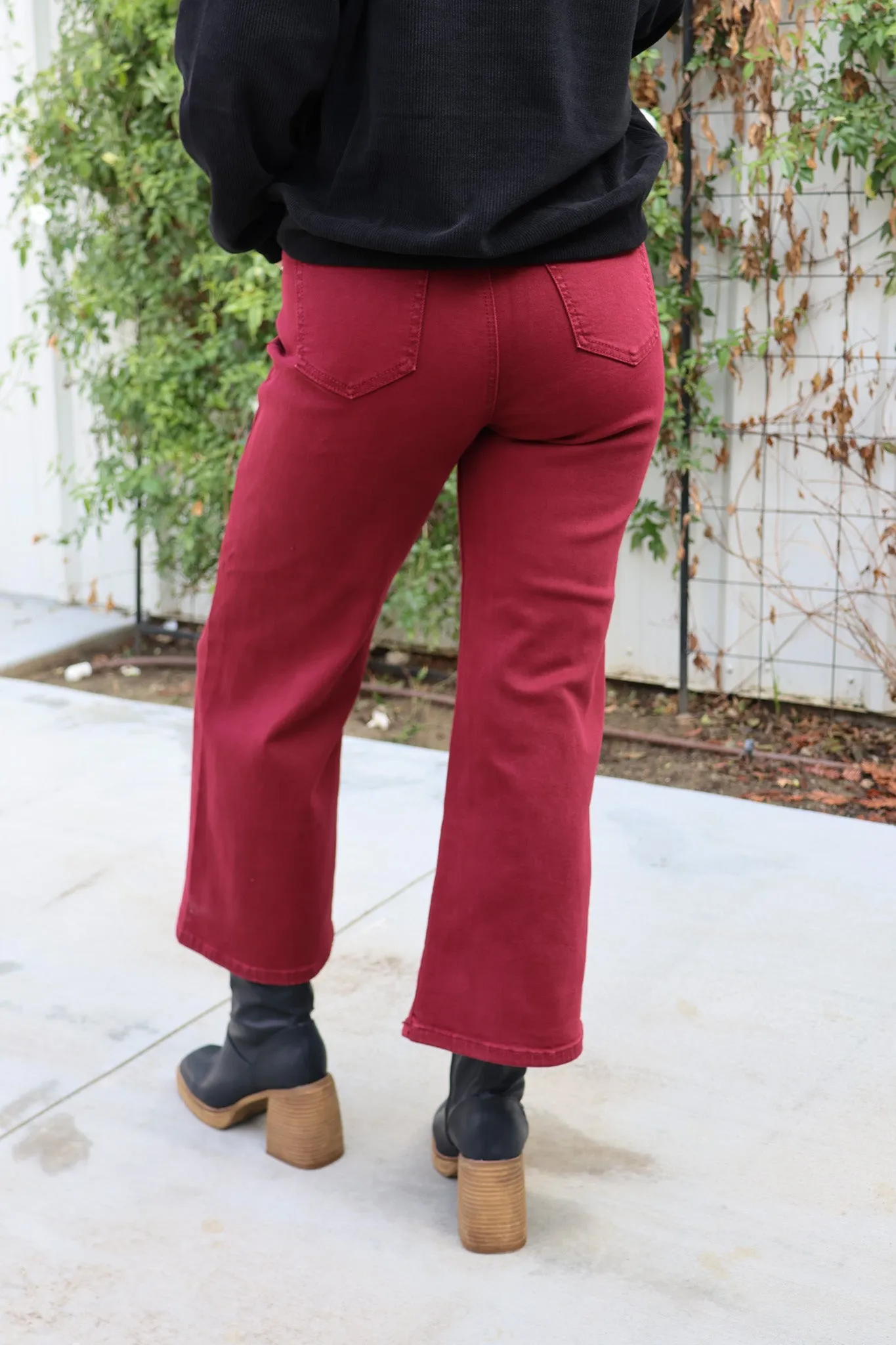 Burgundy Cropped Jeans