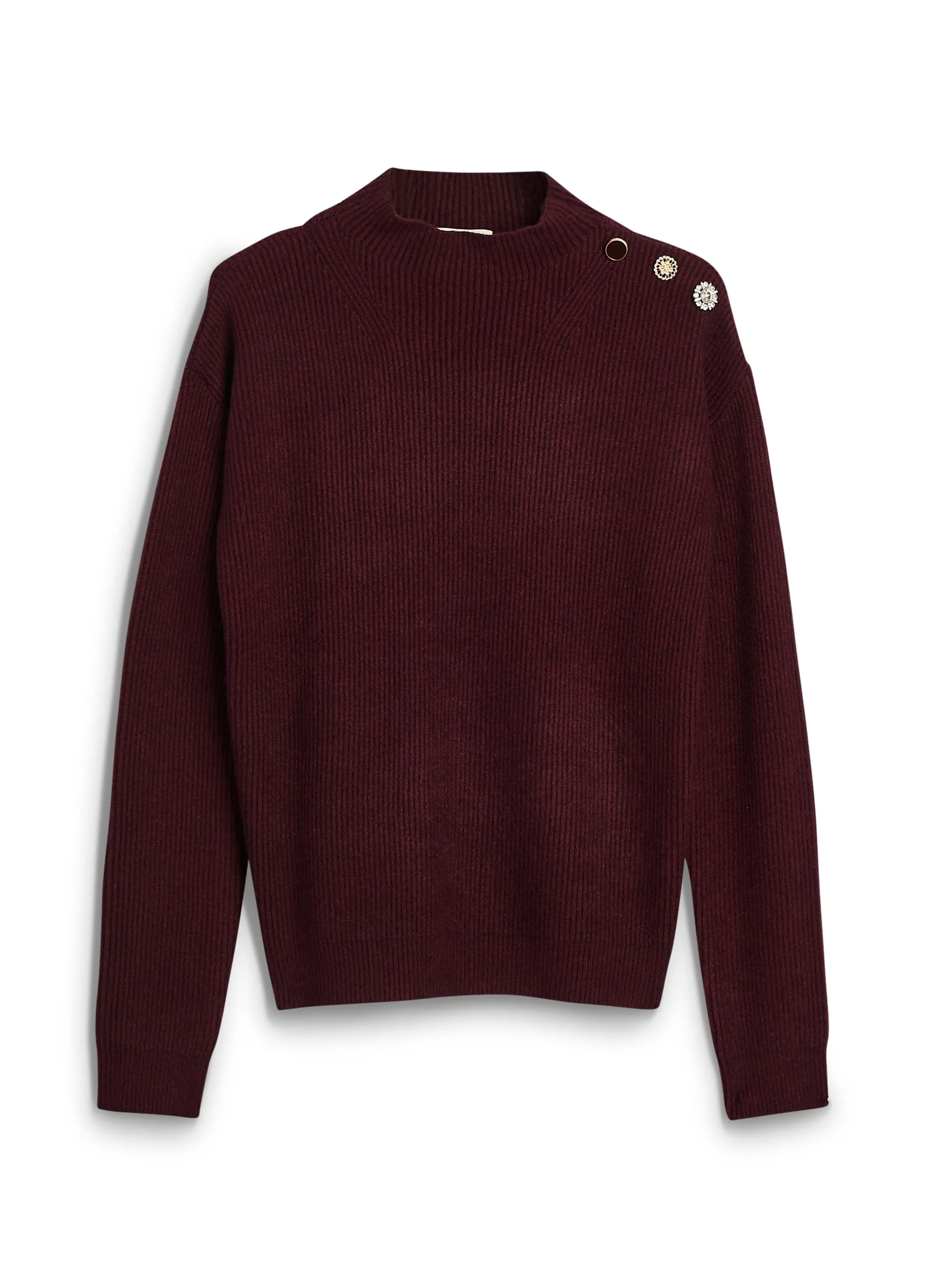 Button Detail Mock Neck Sweater