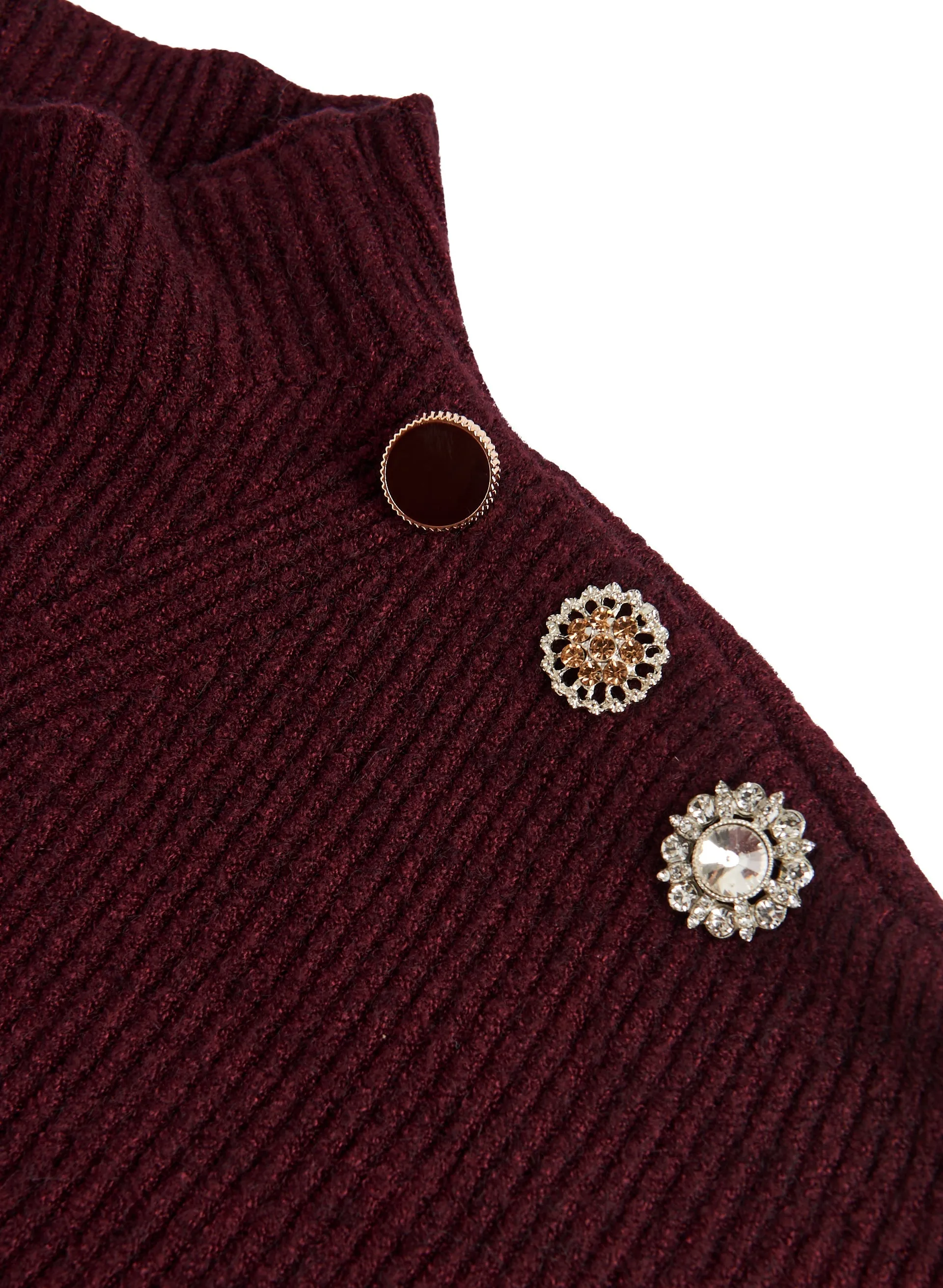 Button Detail Mock Neck Sweater