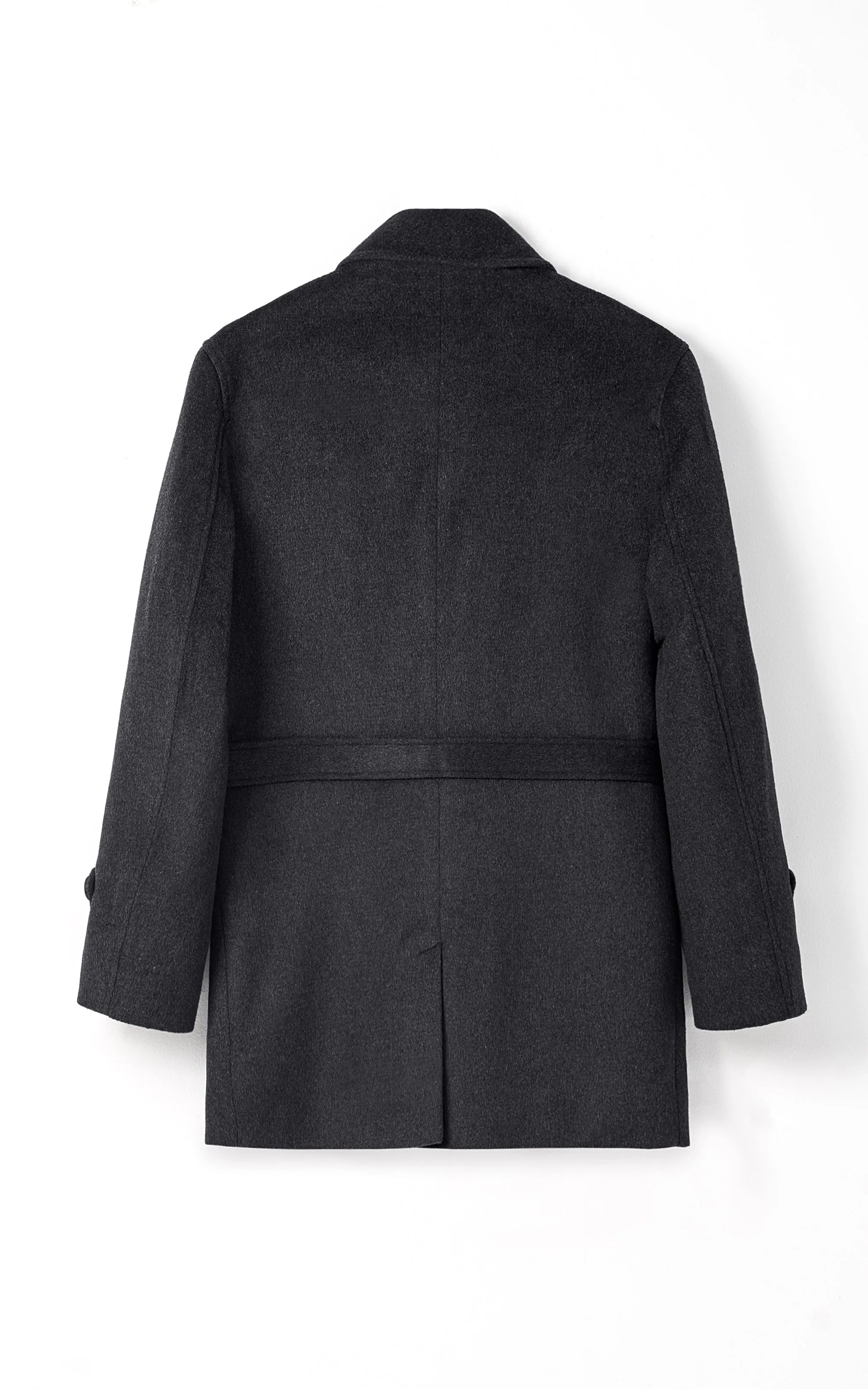 BUTTON FRONT LONG COAT DARK GREY