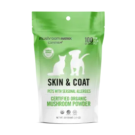 Canine Matrix Skin & Coat Organic Mushroom Allergy Support Supplement for Dogs & Cats