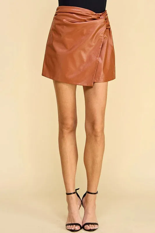 Caramel Dreams Leather Mini Skirt