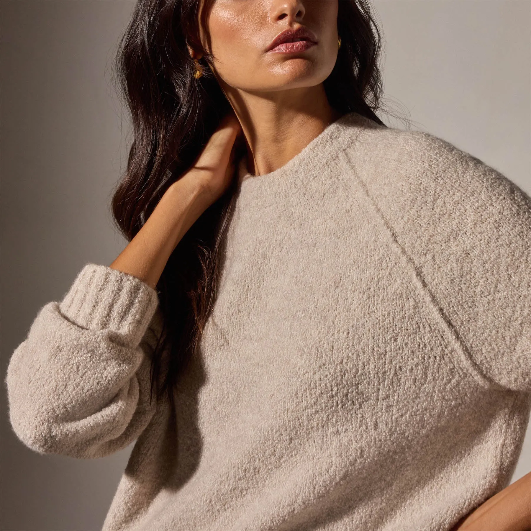 Cashmere Boucle Mock Neck - Hazel