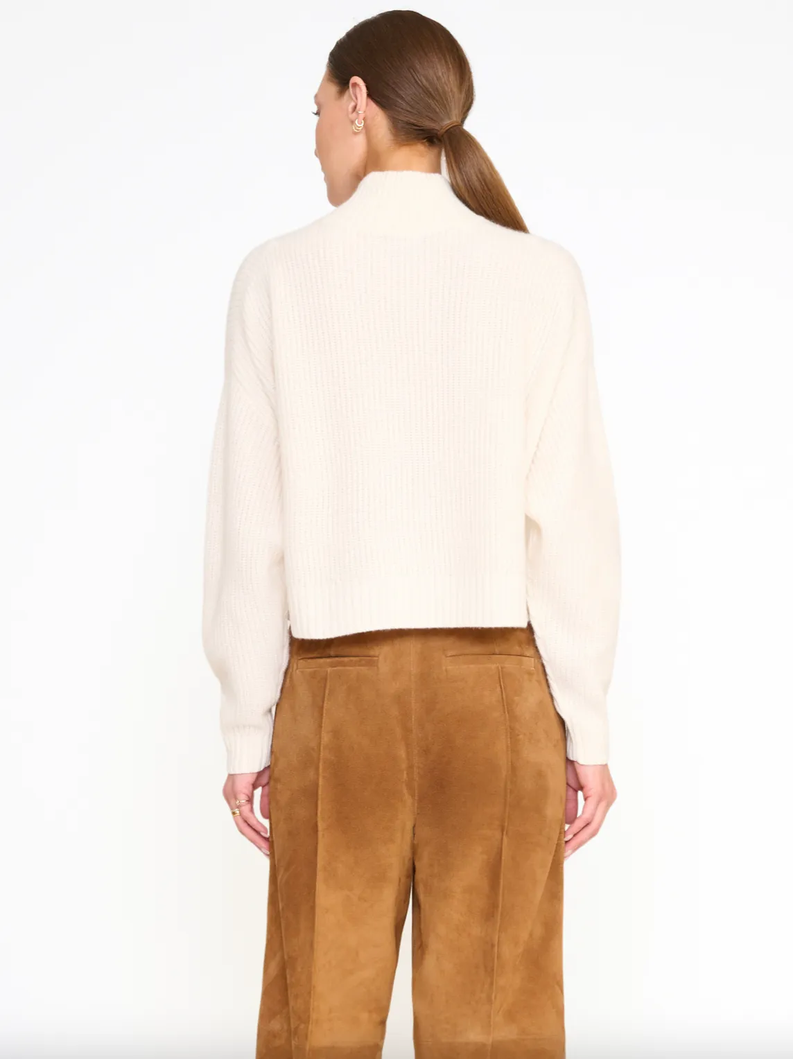 Cashmere Cropped Hampton Sweater - Ivory