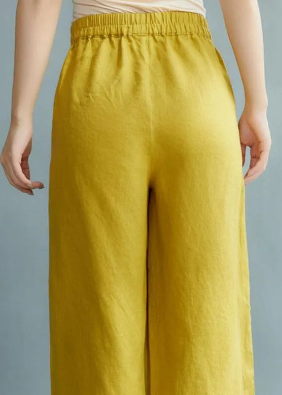 Chic Yellow Loose Straight Fall Casual Pants