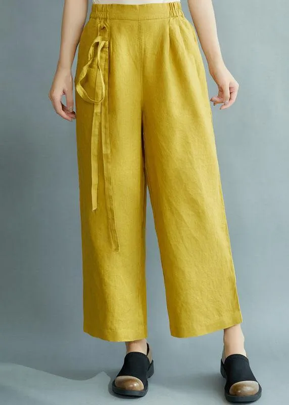 Chic Yellow Loose Straight Fall Casual Pants