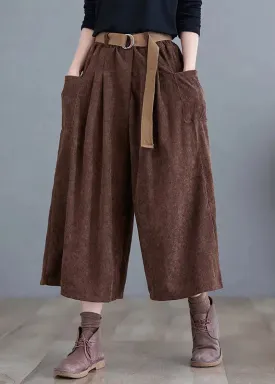 Chocolate Corduroy Wide Leg Pants Oversized Fall LY8636