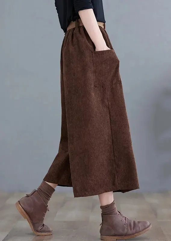 Chocolate Corduroy Wide Leg Pants Oversized Fall LY8636