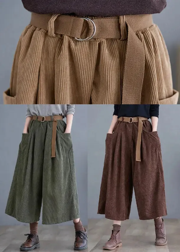 Chocolate Corduroy Wide Leg Pants Oversized Fall LY8636