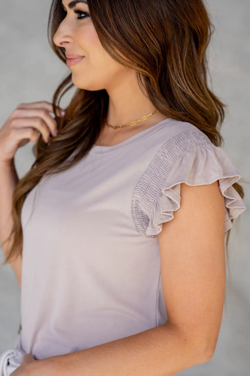 Cinched Flutter Trim Tee