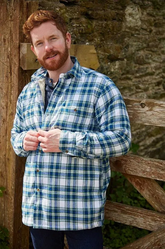 Collar Fleece Lined Flannel Shirt – Douglas Blue Tartan - Lee Valley