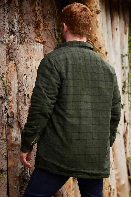 Collar Fleece Lined Flannel Shirt – Forest Green and Black Check - Lee Valley