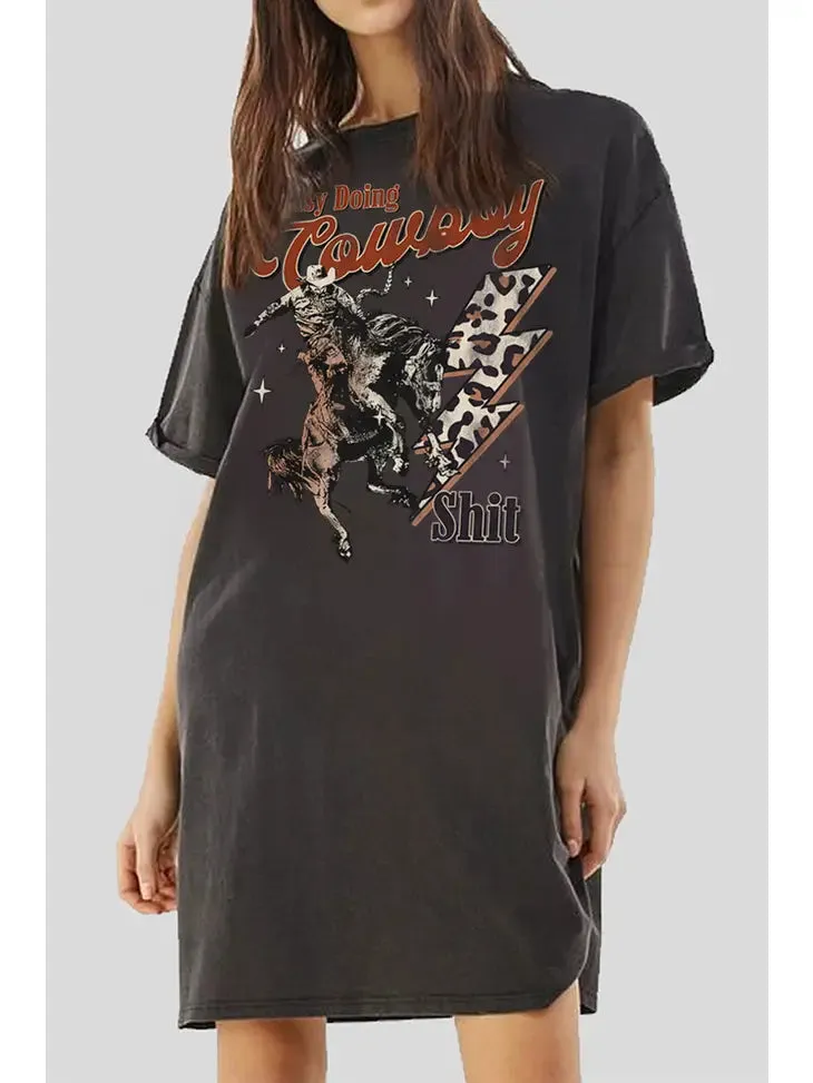 Cowboy Shit Graphic-Tee Dress