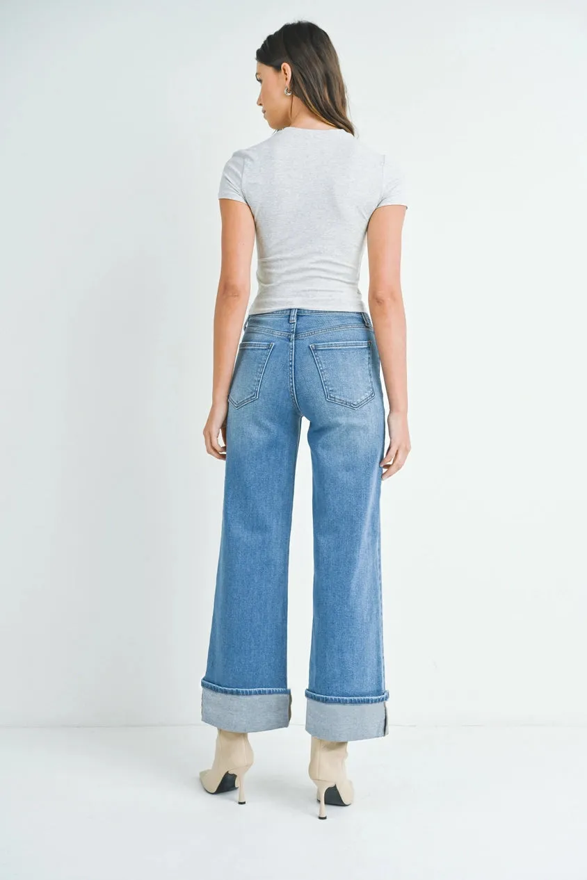 Cuffed Palazzo Jeans