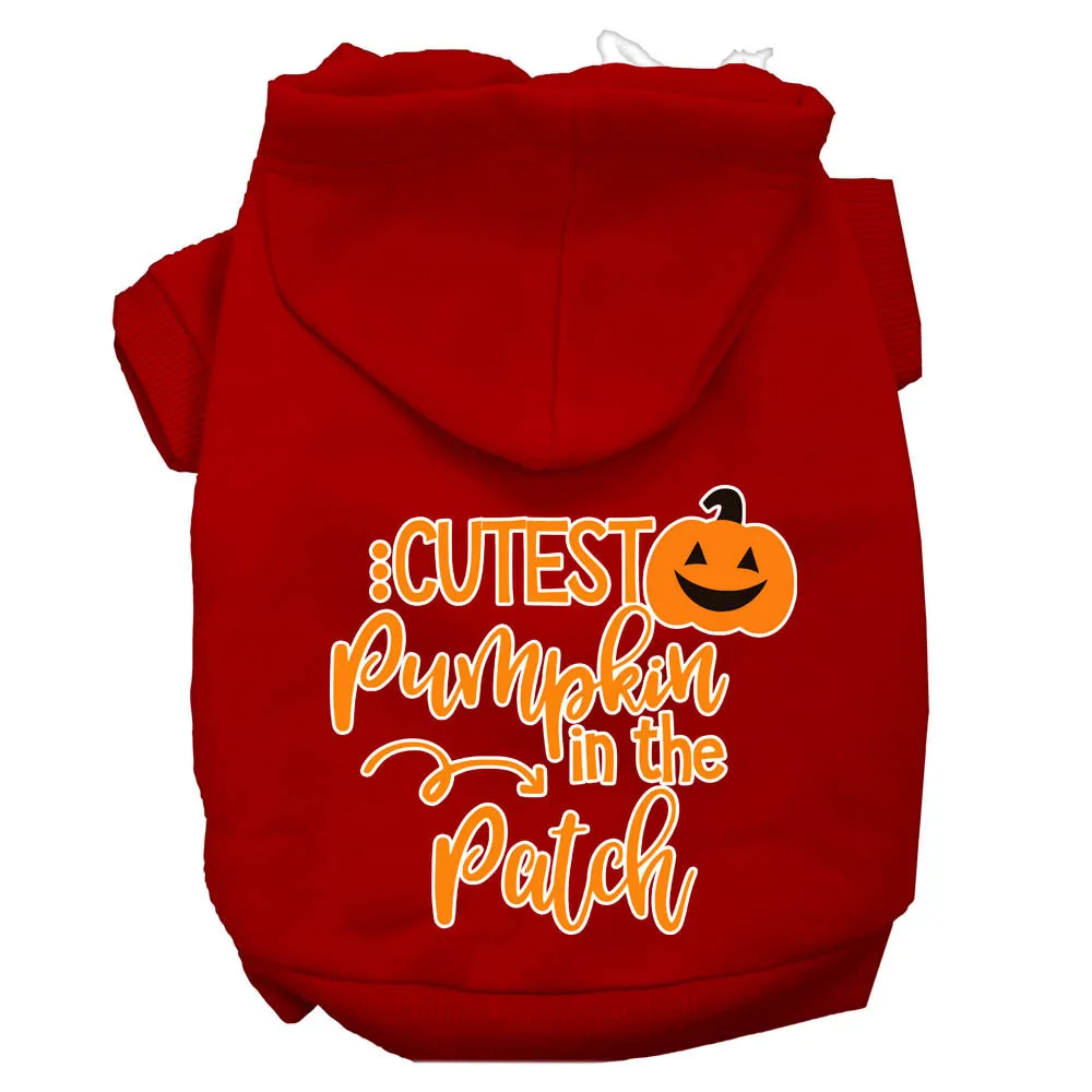 Cutest Pumpkin In The Patch Screen Print Dog Hoodie Red Xs