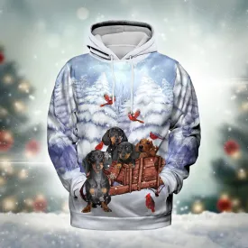 Dachshund Wintertime Snowy Day Hoodie All Over Print