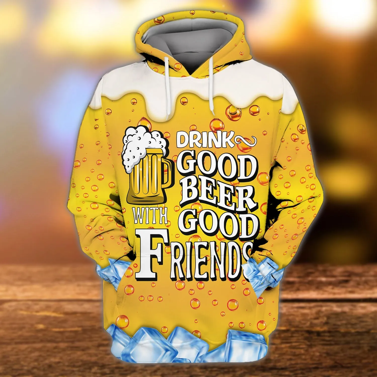 Drink Good Beer Good Friends 3D Full Printed Sweatshirt Hoodie Bomber, Gift for Beer Lovers Christmas