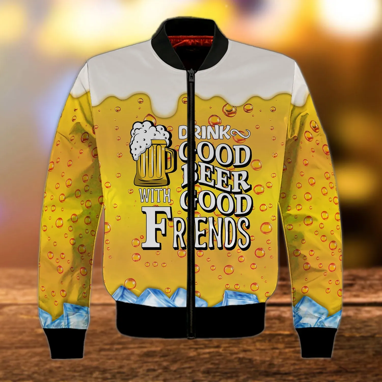 Drink Good Beer Good Friends 3D Full Printed Sweatshirt Hoodie Bomber, Gift for Beer Lovers Christmas