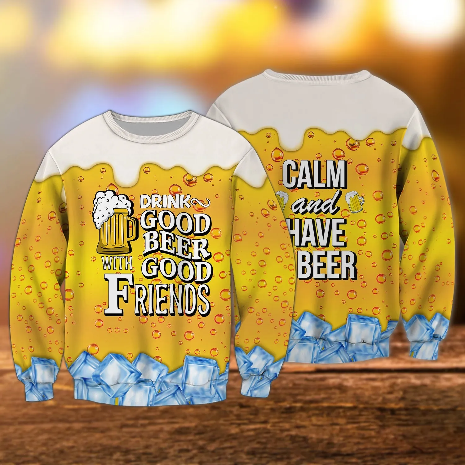 Drink Good Beer Good Friends 3D Full Printed Sweatshirt Hoodie Bomber, Gift for Beer Lovers Christmas