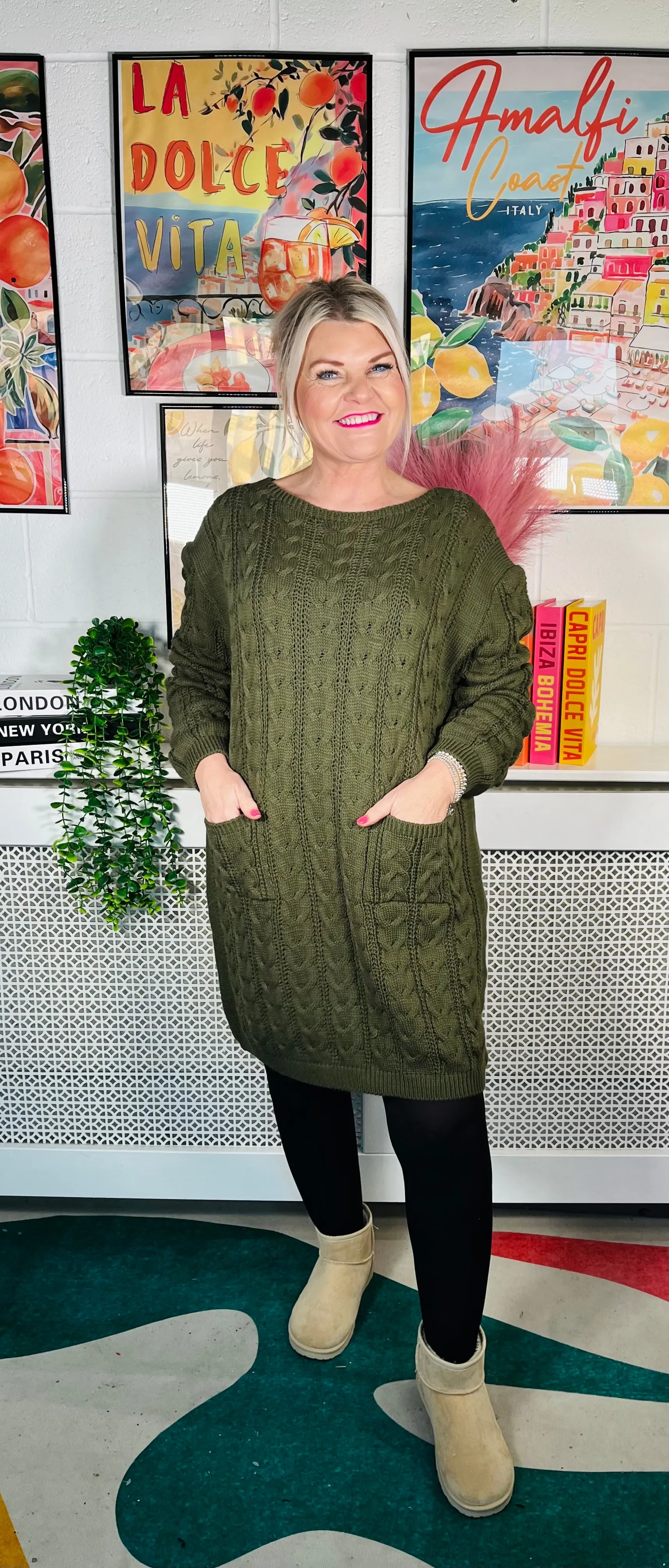 Edinburgh Knitted Dress - Khaki