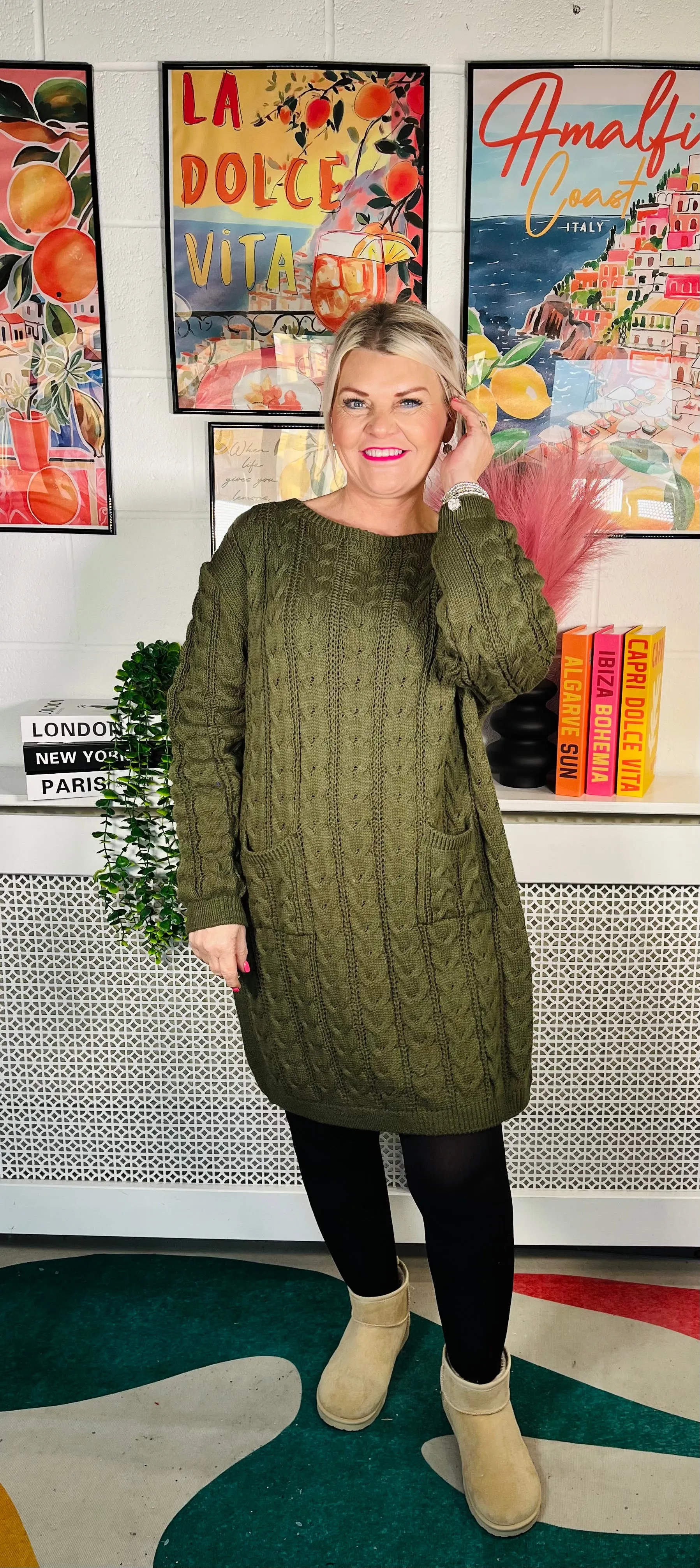 Edinburgh Knitted Dress - Khaki