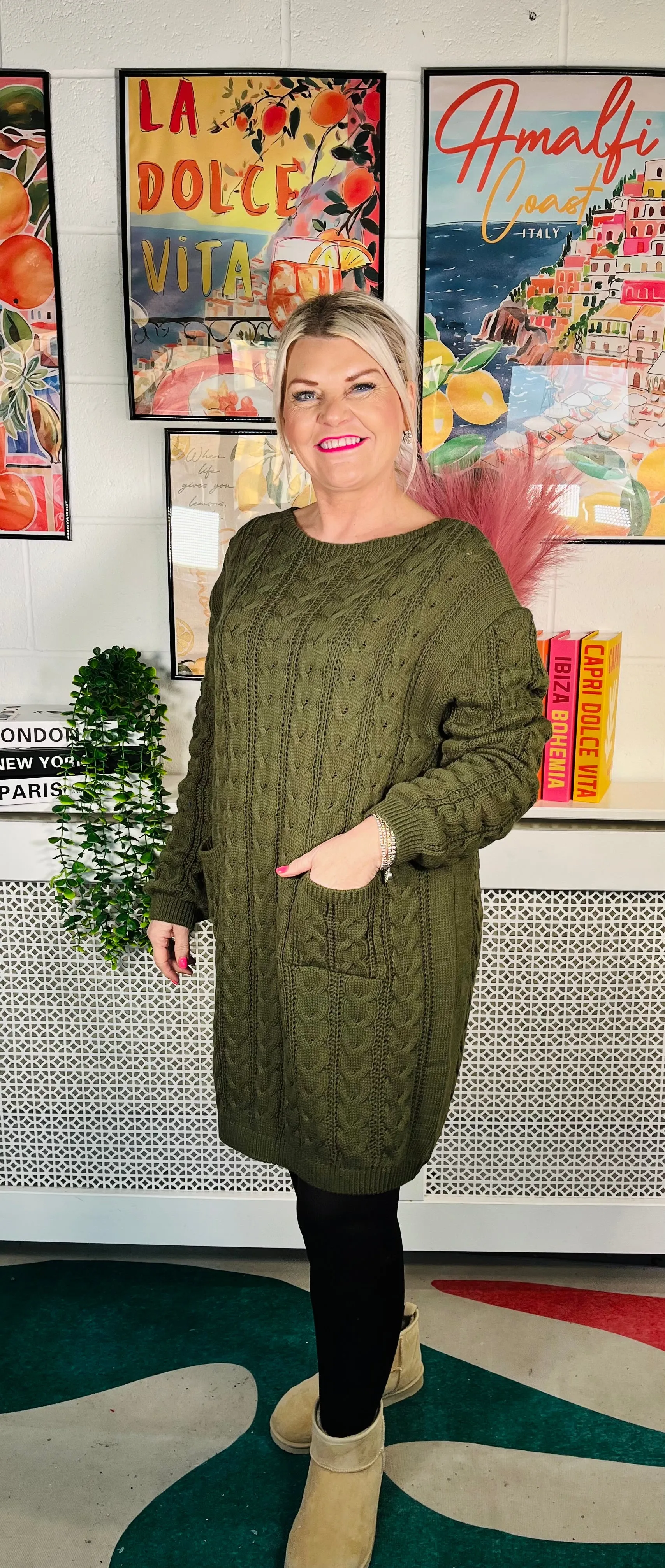 Edinburgh Knitted Dress - Khaki