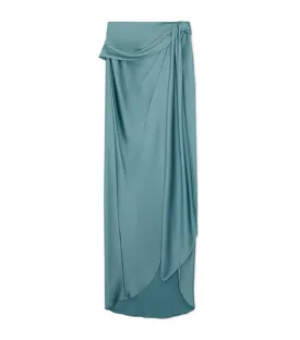 Elisabetta Draped Midi Skirt Celeste Blue