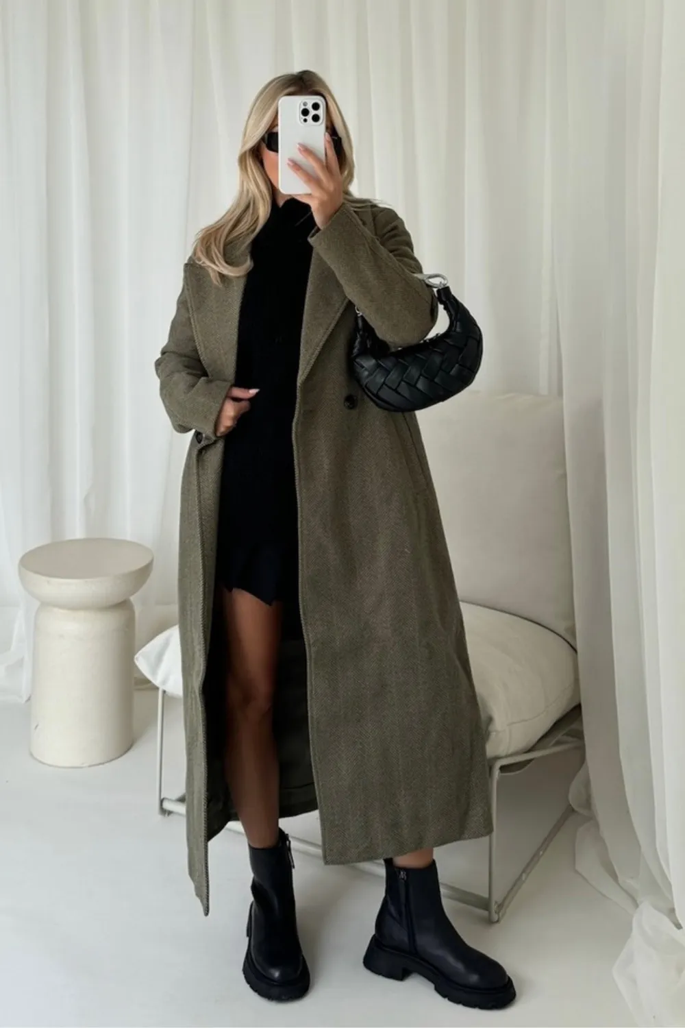 Elsie khaki longline jacket