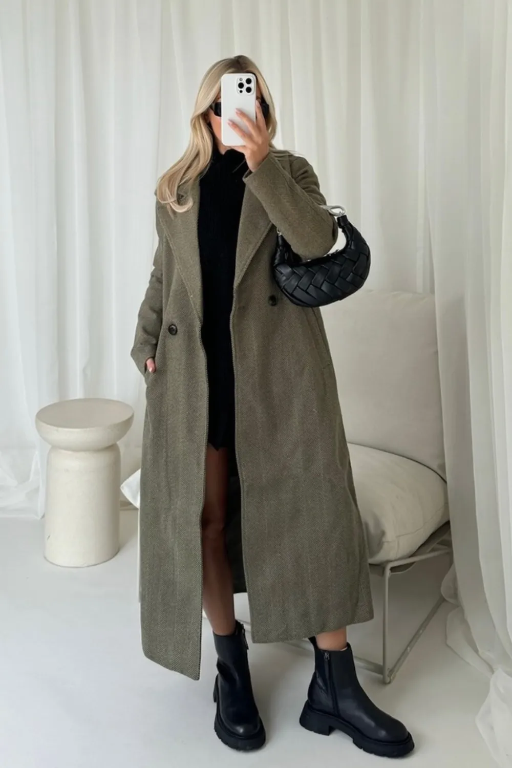 Elsie khaki longline jacket