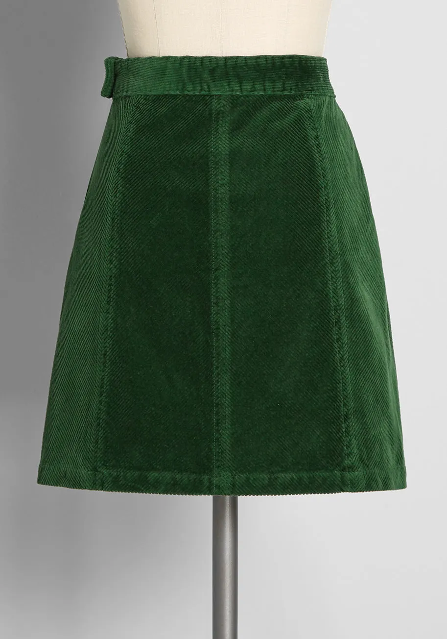 Ephemeral Emerald Corduroy Mini Skirt