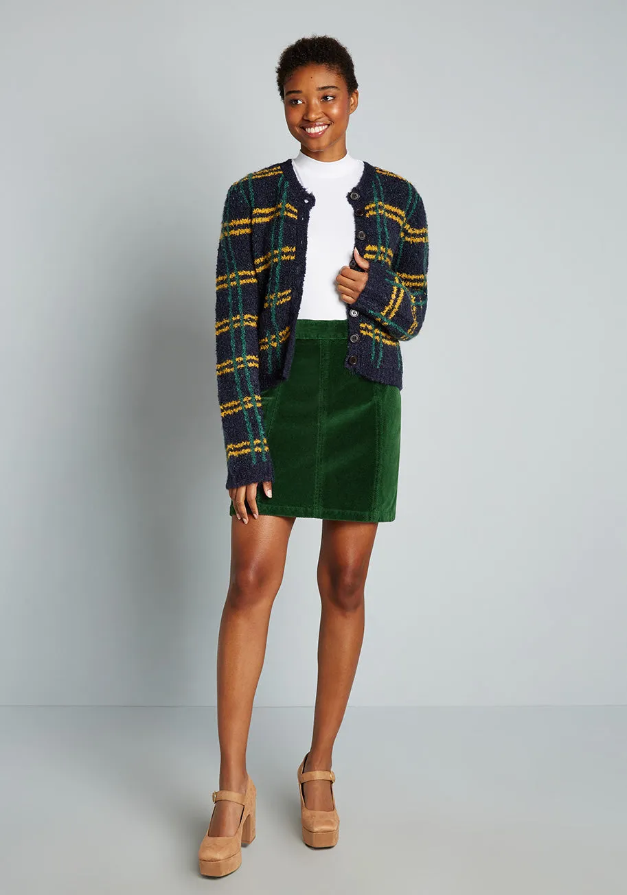 Ephemeral Emerald Corduroy Mini Skirt