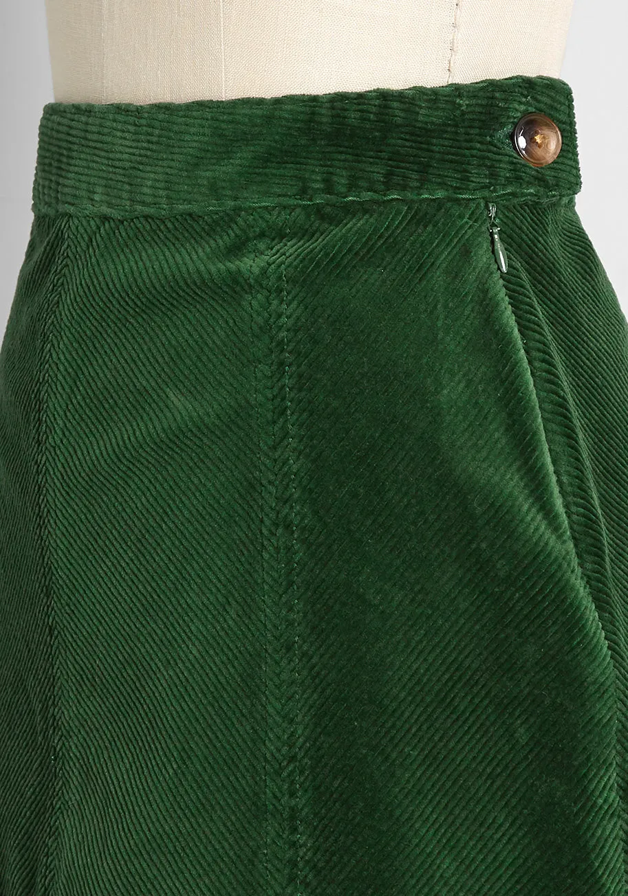 Ephemeral Emerald Corduroy Mini Skirt