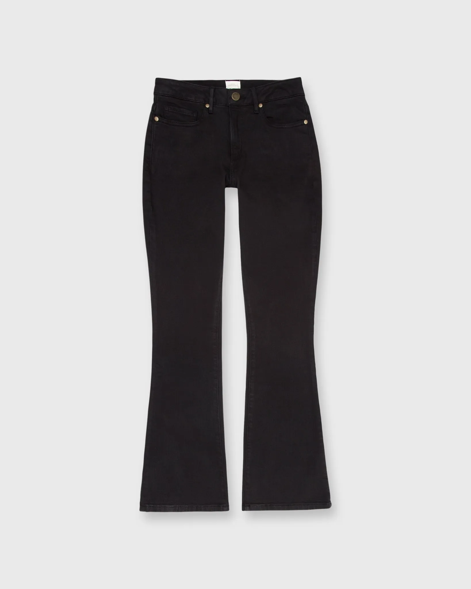 Flare Cropped 5-Pocket Jean in Black Stretch Denim