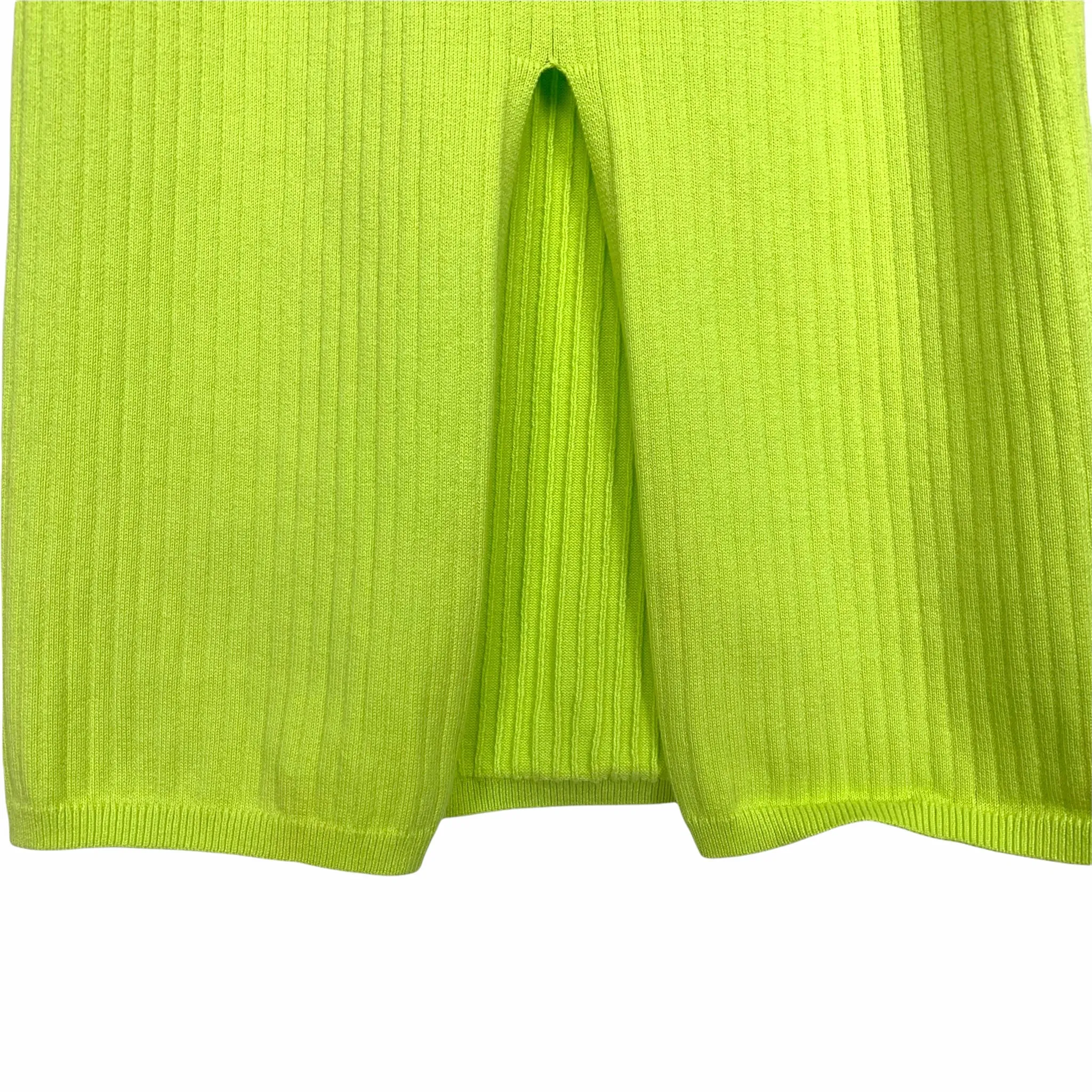 Free People Neon Yellow Ribbed Fitted Midi Skirt- Size S