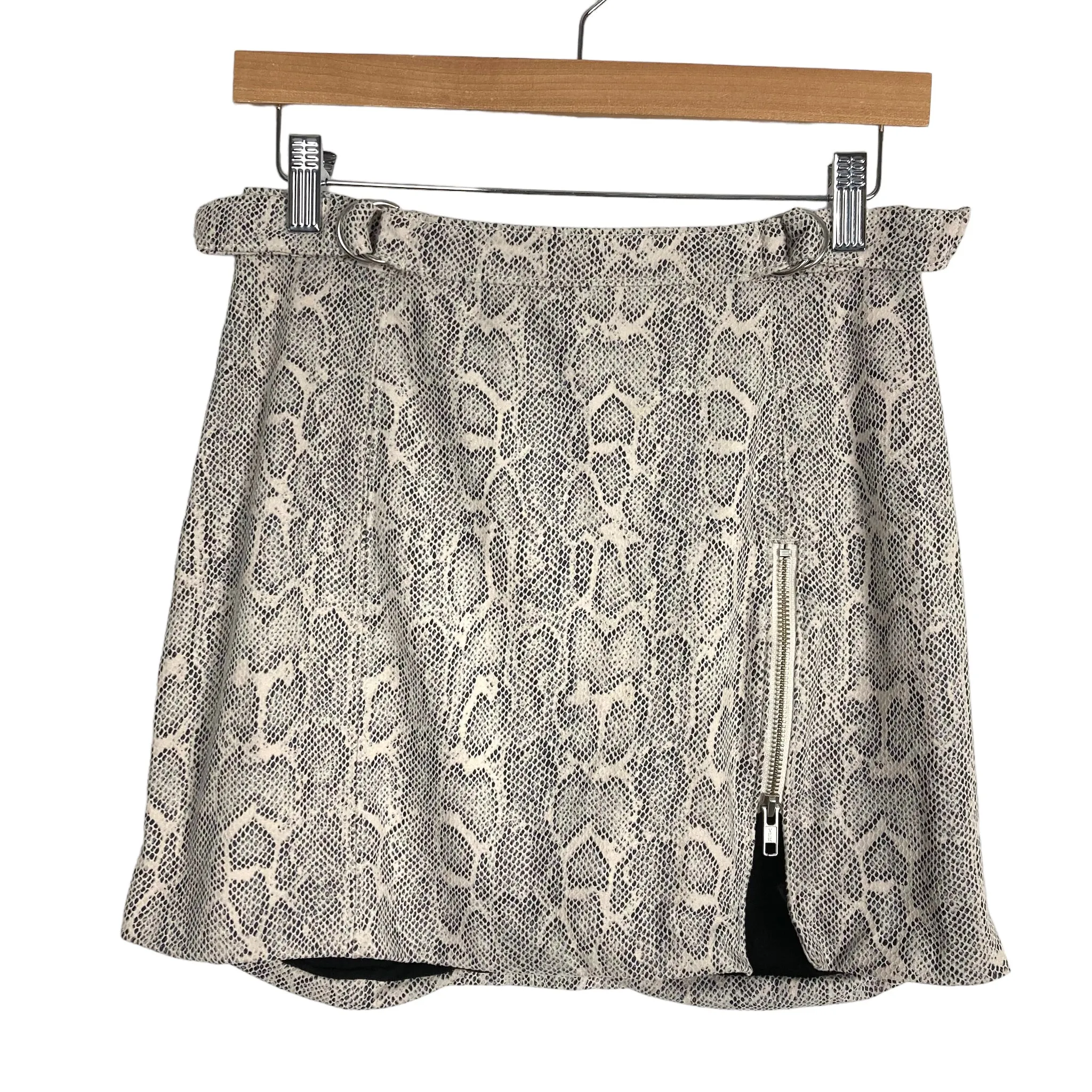 Free People Snakeskin Print Front Zipper Hem Skirt- Size 4