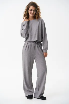 Grey Knitted Streight Leg Pants