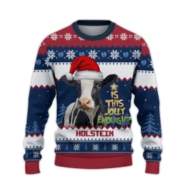 Holstein Jolly Ugly Christmas Sweater, Sweater Gifts For Pet Loves, Farmers Sweater