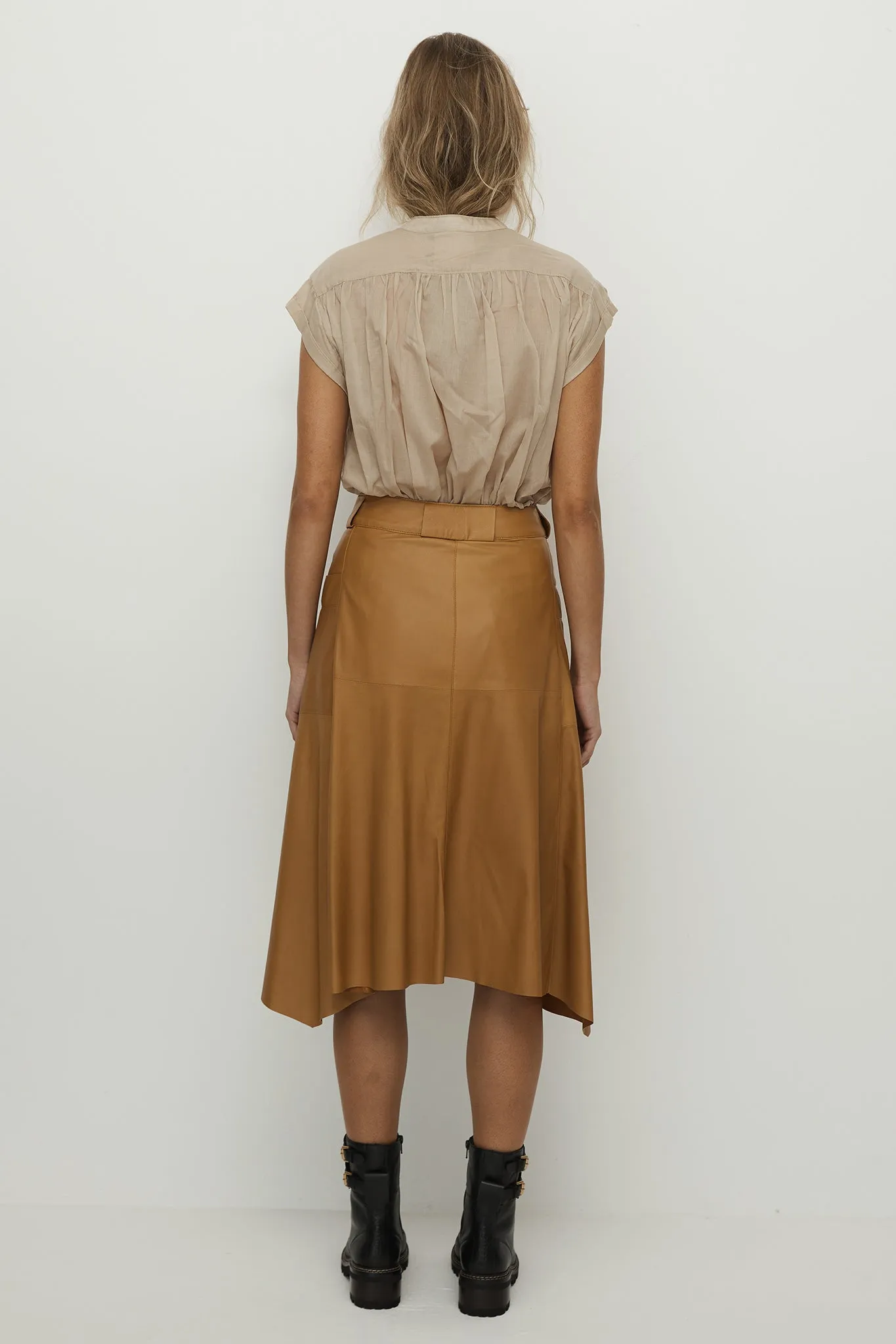 Hudson High-Rise Skirt Toasty Caramel Leather - SAMPLE